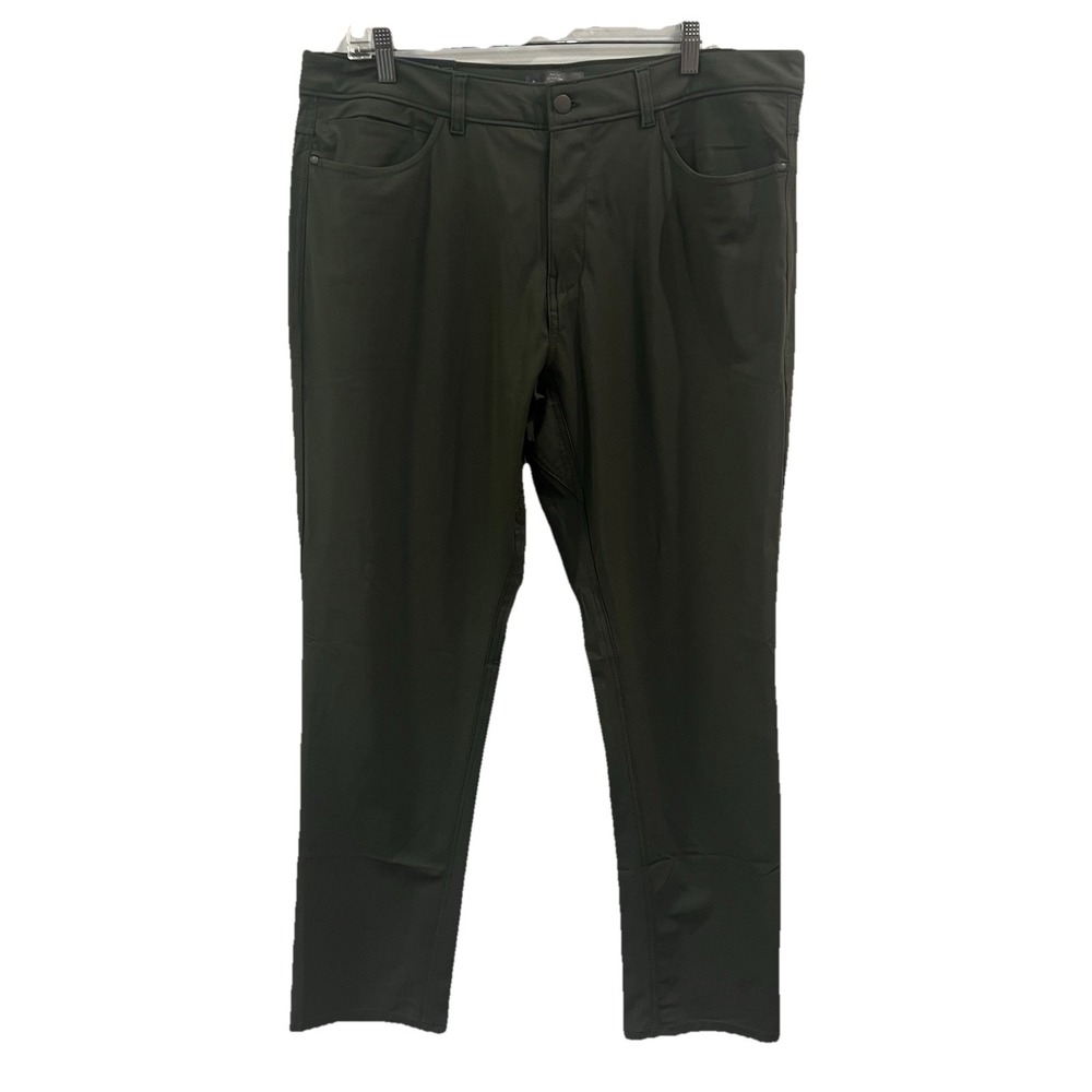 Members Mark Mens Benton Slim Fit Performance Pants 38/32 Army Green Athleisure